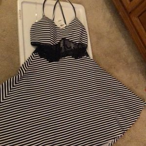 Blue and white striped dress